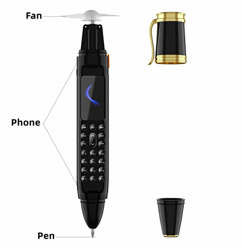 Black pen style mobile phone - black,